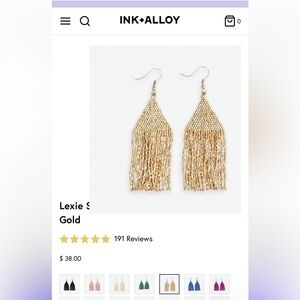 Ink and alloy gold fringe beaded earrings - excellent used condition.